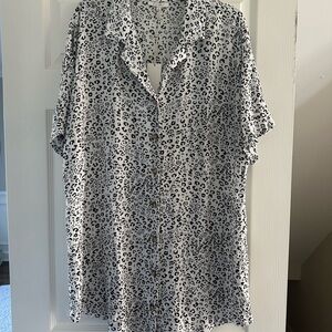 Z Supply Black and White Leopard Print shirt dress L